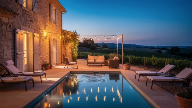 Terrasse et piscine d'un gîte en Provence