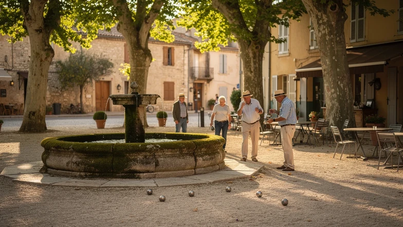 Place de village et partie de pétanque