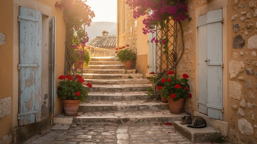 Ruelle pavée d'un village provençal